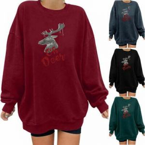 Women&#039;s Casual Long Sleeve Ladies Print Pullover Casual Jumpers Winter Shirts