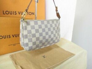 topstore women clothes Louis Vuitton Damier Azur Accessory Pouch Bag Pochette Accessoire N51986 Used